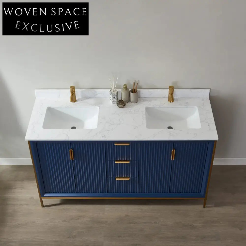Modern Double Sink Solid Wood Bathroom Vanity with Storage Cabinet