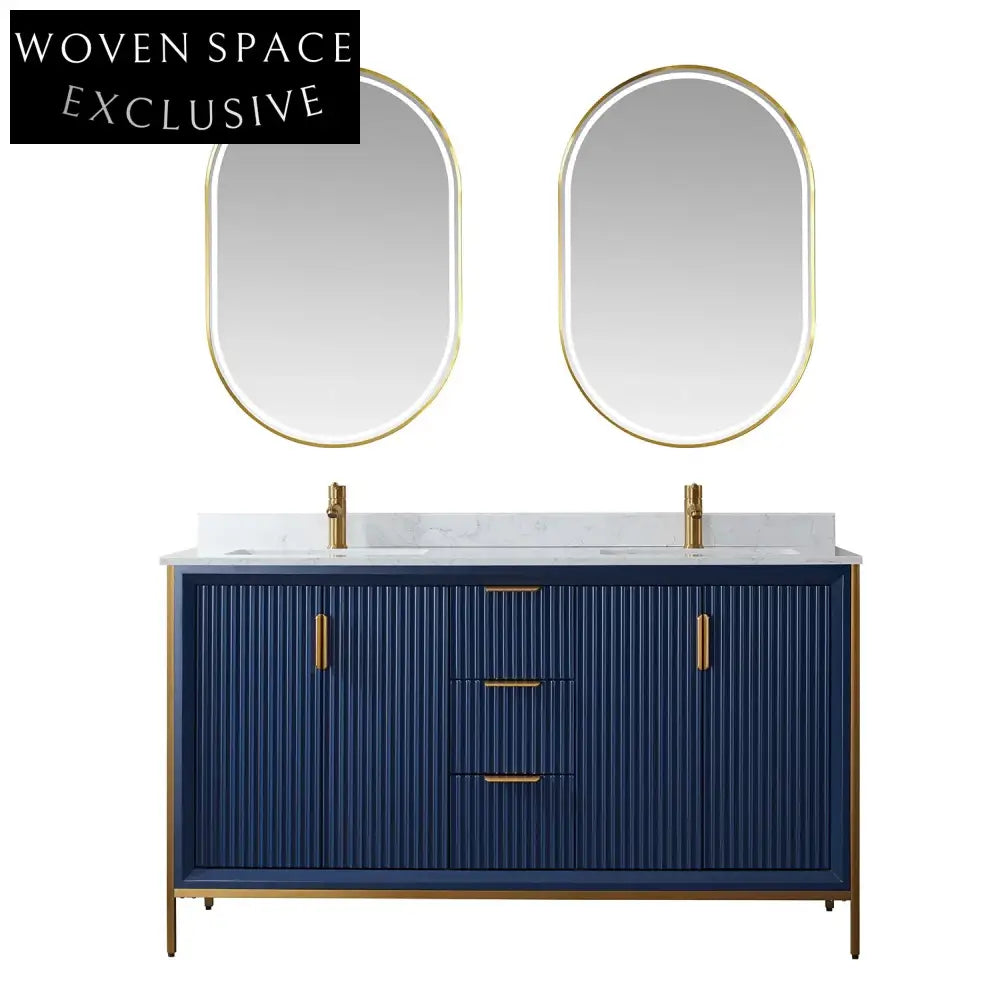 Modern Double Sink Solid Wood Bathroom Vanity with Storage Cabinet