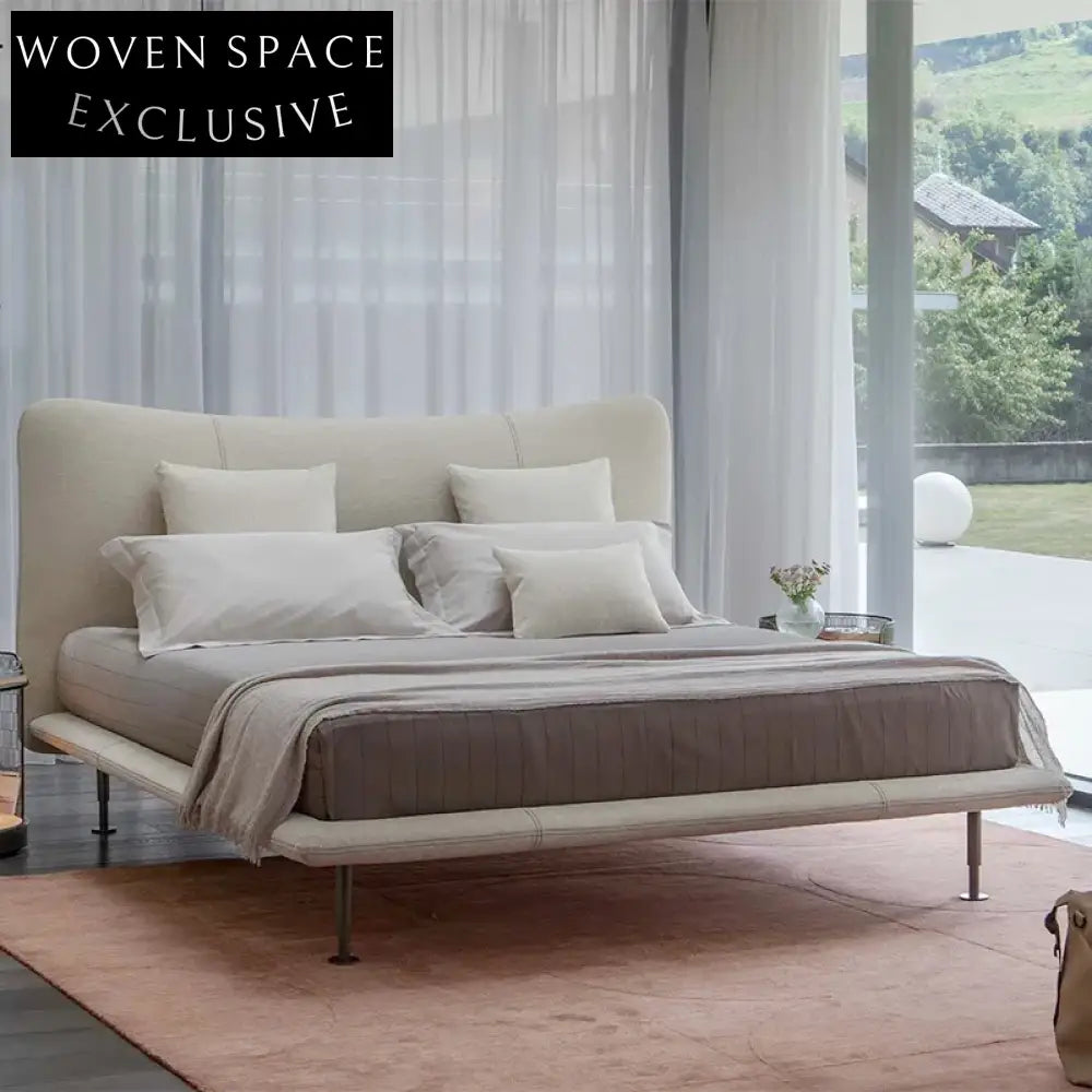 Modern Elegant Cowhide Queen Size Luxury Double Bed with Wood Frame