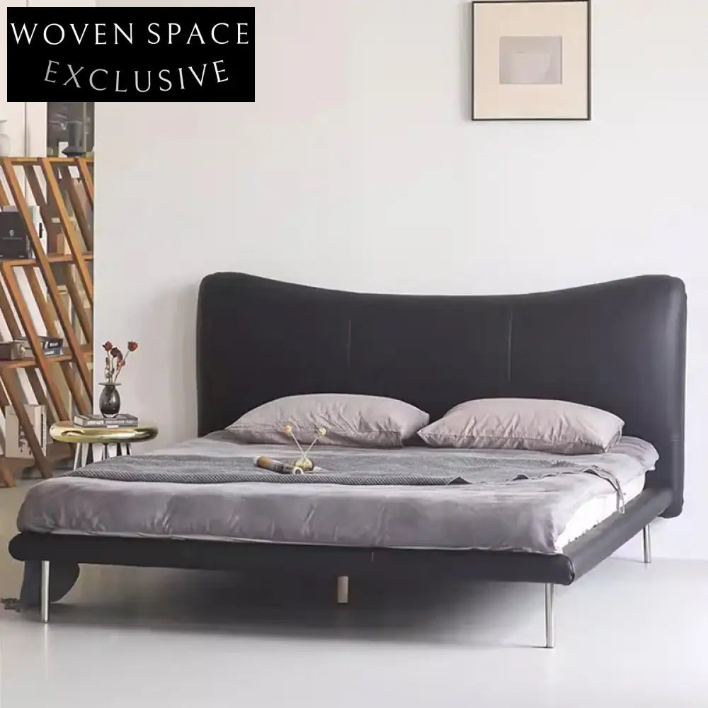 Modern Elegant Cowhide Queen Size Luxury Double Bed with Wood Frame