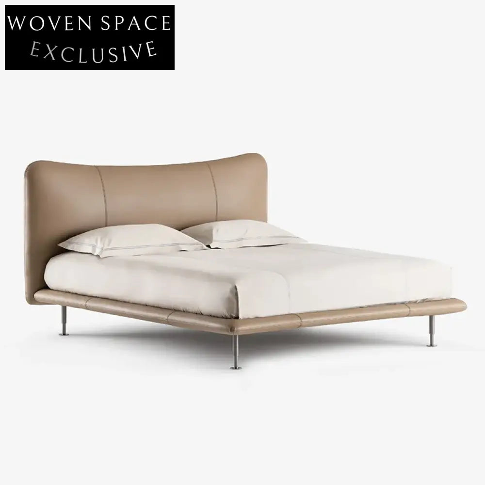 Modern Elegant Cowhide Queen Size Luxury Double Bed with Wood Frame