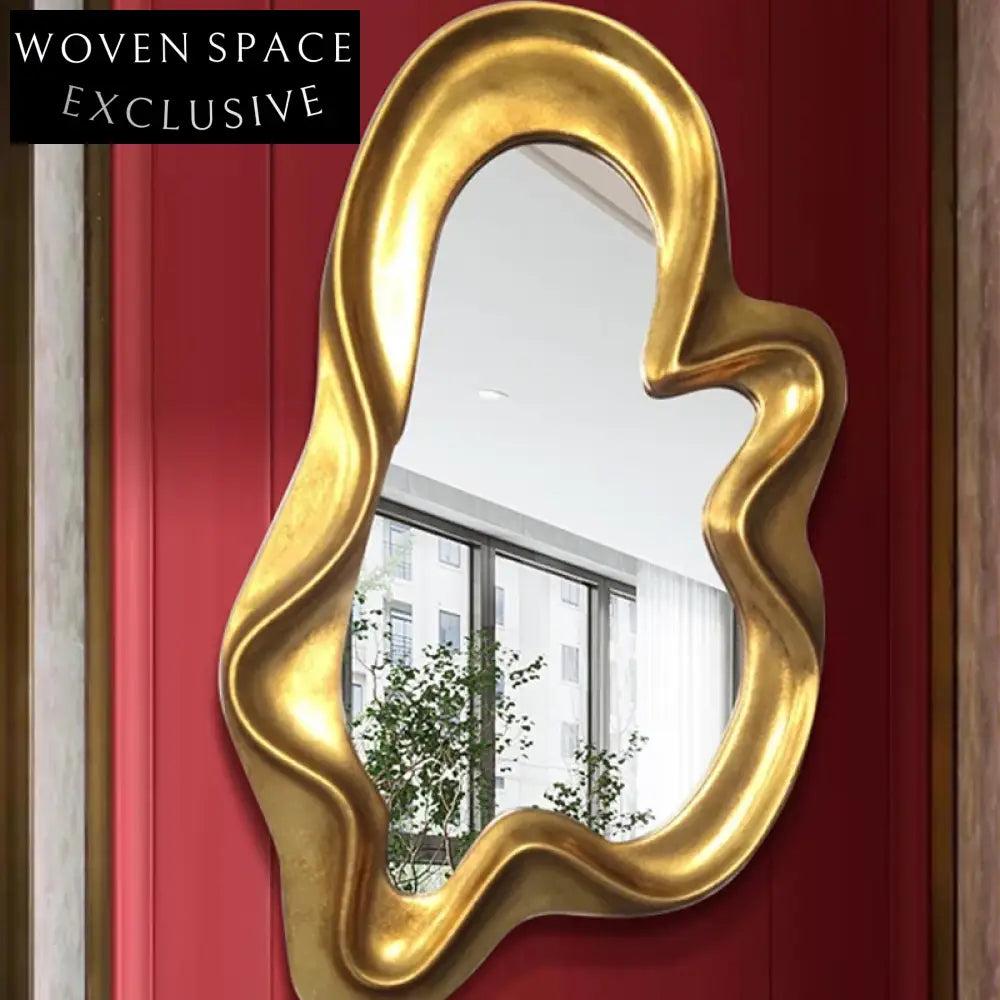 Modern Elegant Gold Rectangular Wall Mirror for Home Dressing Room