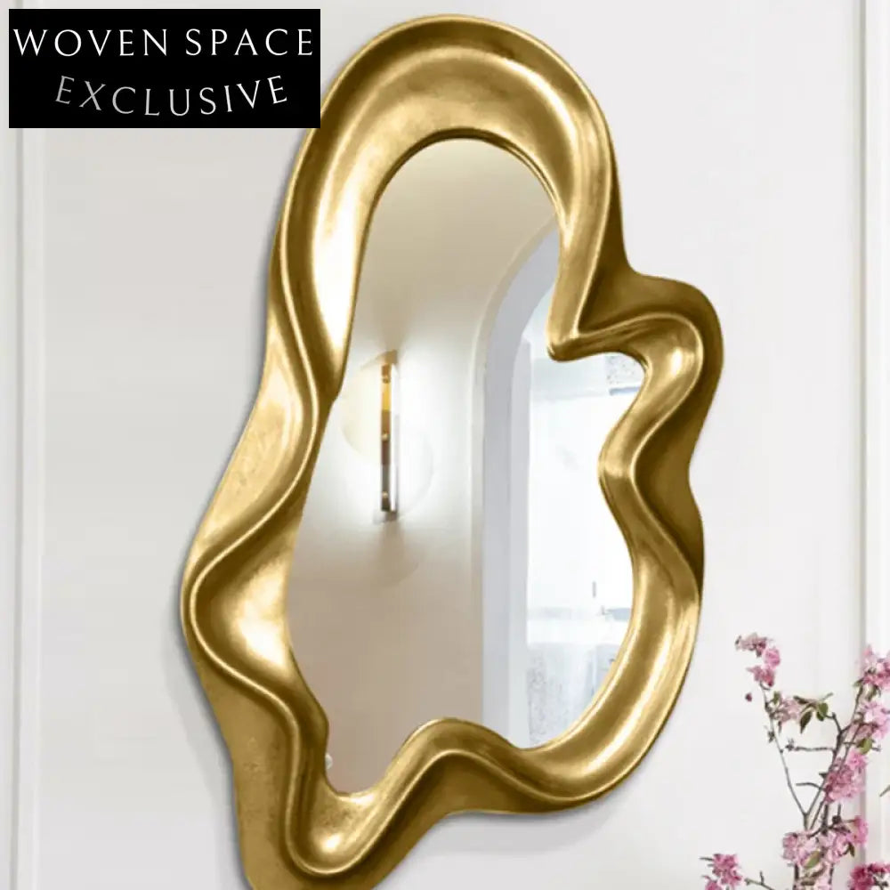 Modern Elegant Gold Rectangular Wall Mirror for Home Dressing Room
