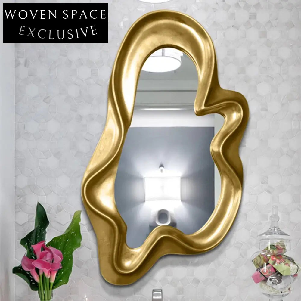 Modern Elegant Gold Rectangular Wall Mirror for Home Dressing Room