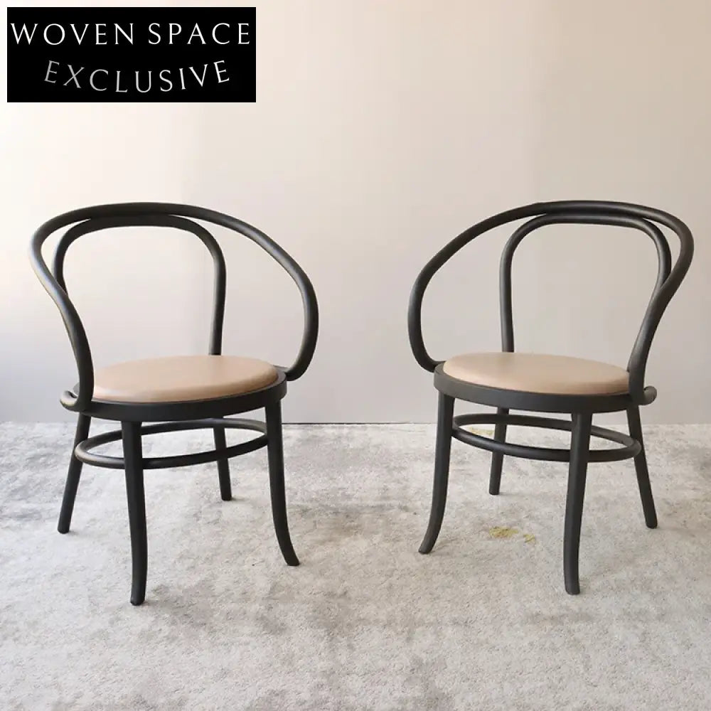 Modern Elegant Rattan Seat Thonet Bentwood Dining Arm Chair