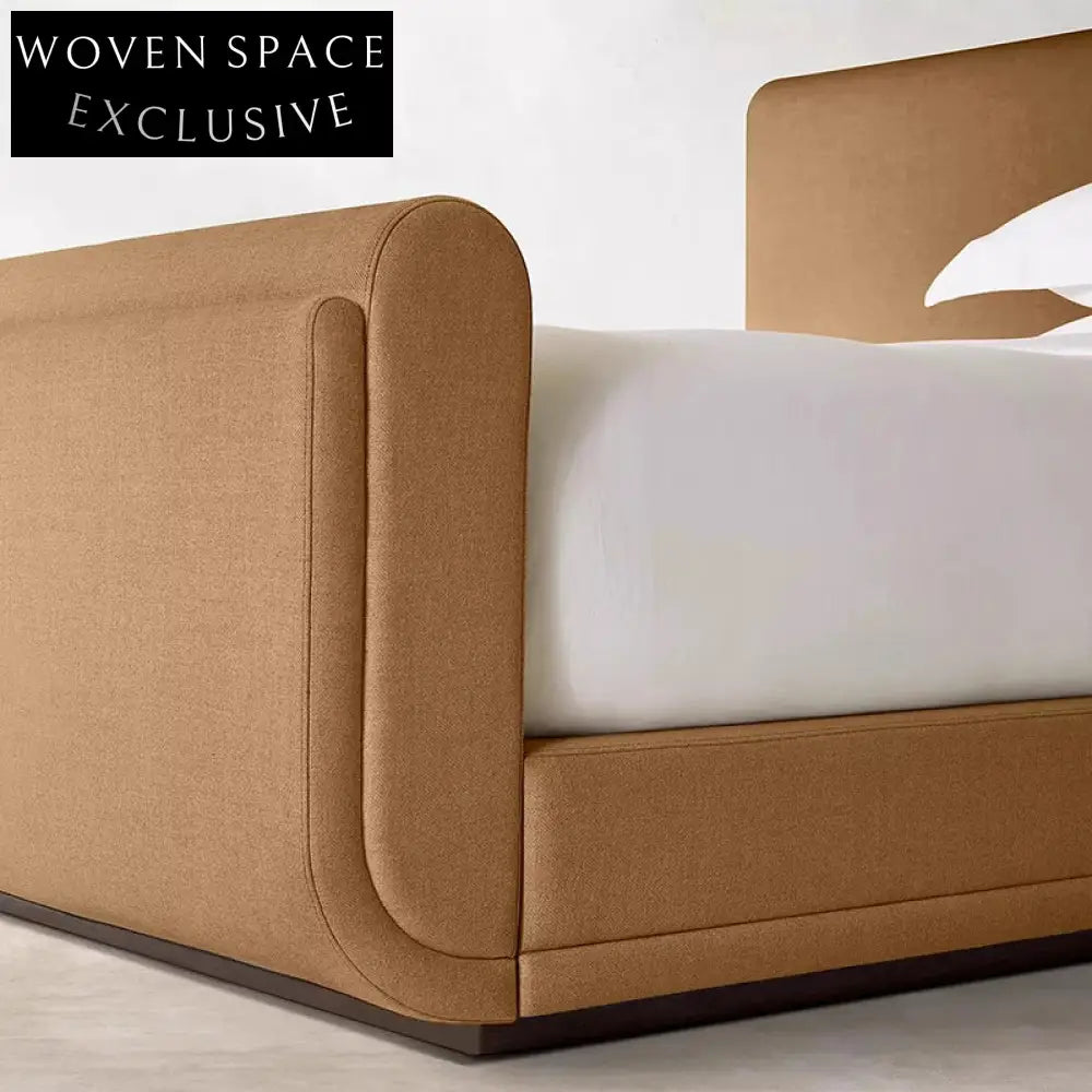 Modern Elegant Solid Wood Upholstered King Size Fabric Platform Bed