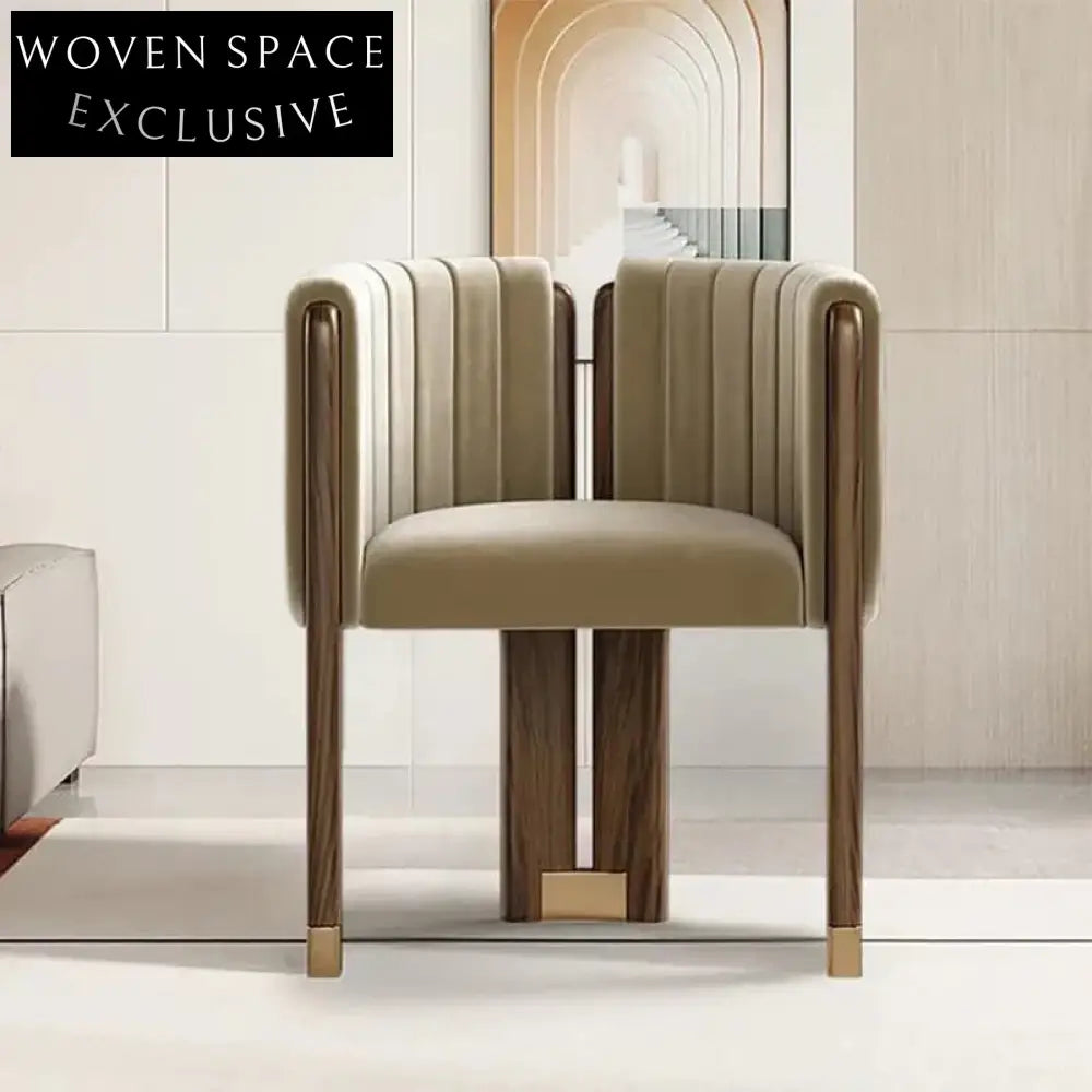 Modern Elegant Velvet Dining Chair with Wooden Frame and Armrests