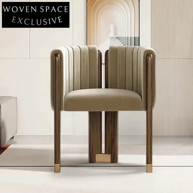 Modern Elegant Velvet Dining Chair with Wooden Frame and Armrests
