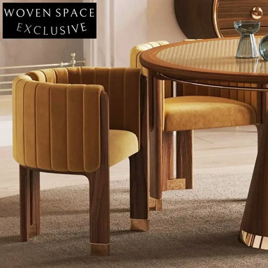 Modern Elegant Velvet Dining Chair with Wooden Frame and Armrests