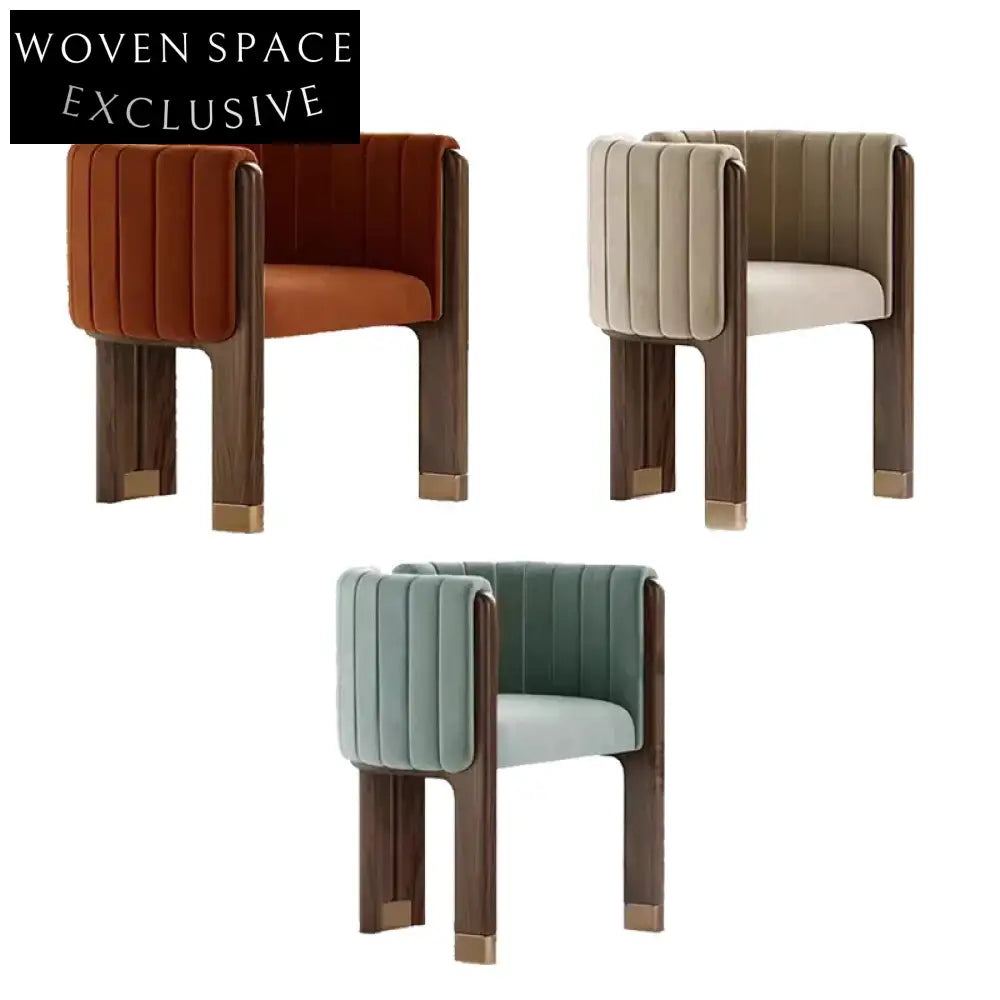 Modern Elegant Velvet Dining Chair with Wooden Frame and Armrests
