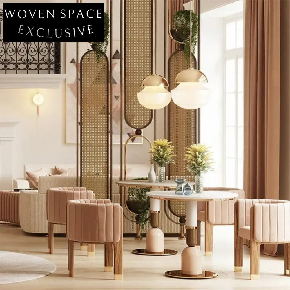 Modern Elegant Velvet Dining Chair with Wooden Frame and Armrests