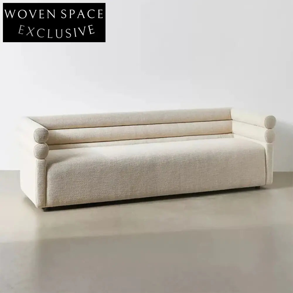 Modern European Designer White Teddy Lamb Wool Modular I-Shaped Sofa Set