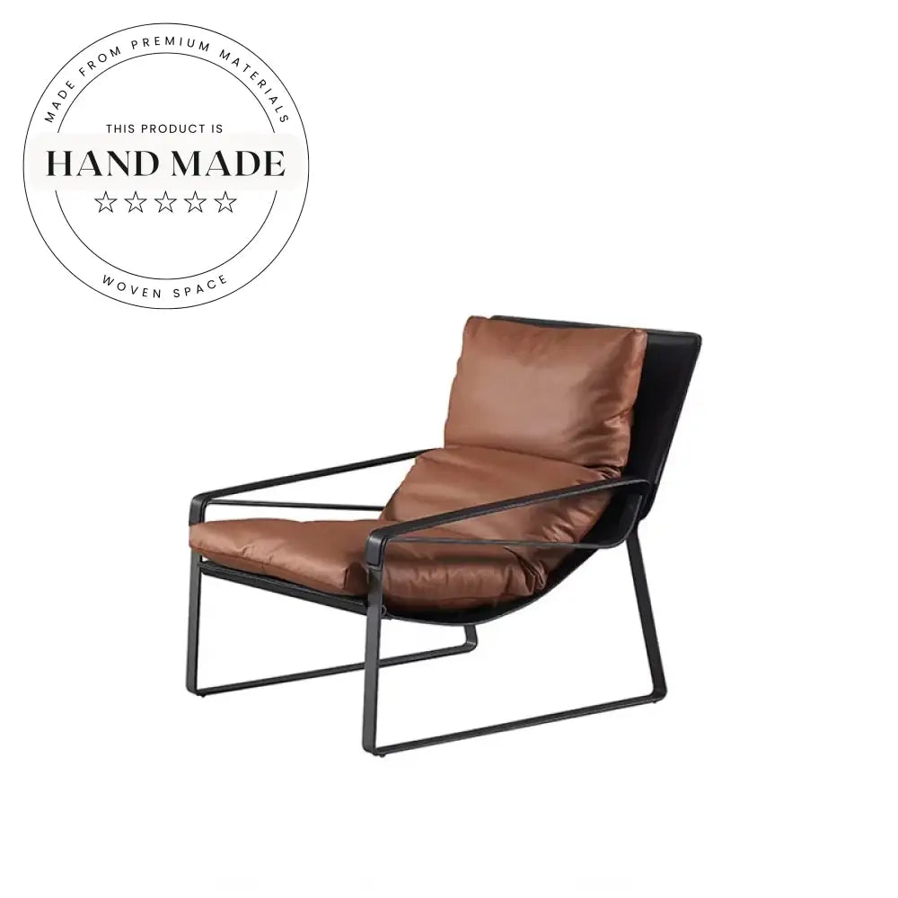 Modern European Saddle Leather Dining Chair with Steel Frame