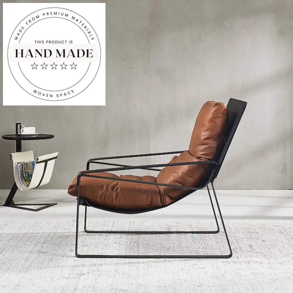 Modern European Saddle Leather Dining Chair with Steel Frame