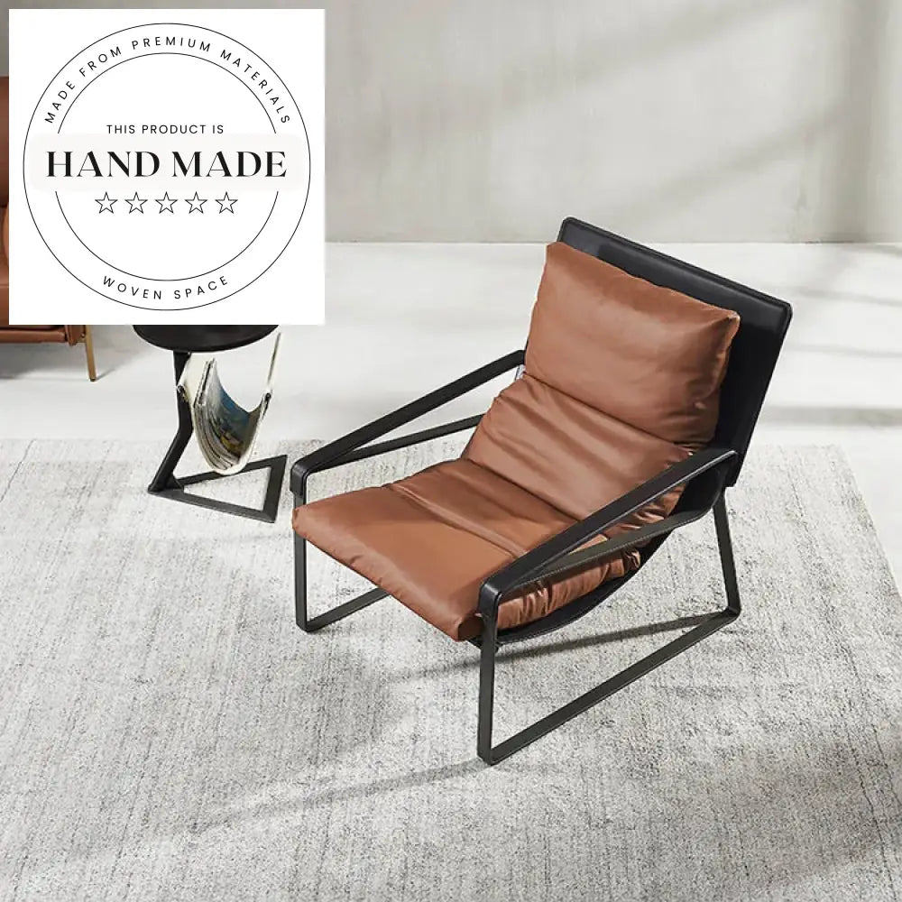 Modern European Saddle Leather Dining Chair with Steel Frame