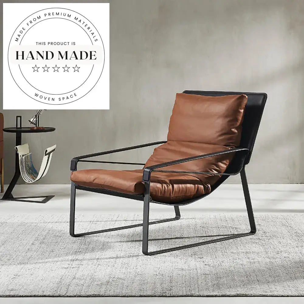 Modern European Saddle Leather Dining Chair with Steel Frame