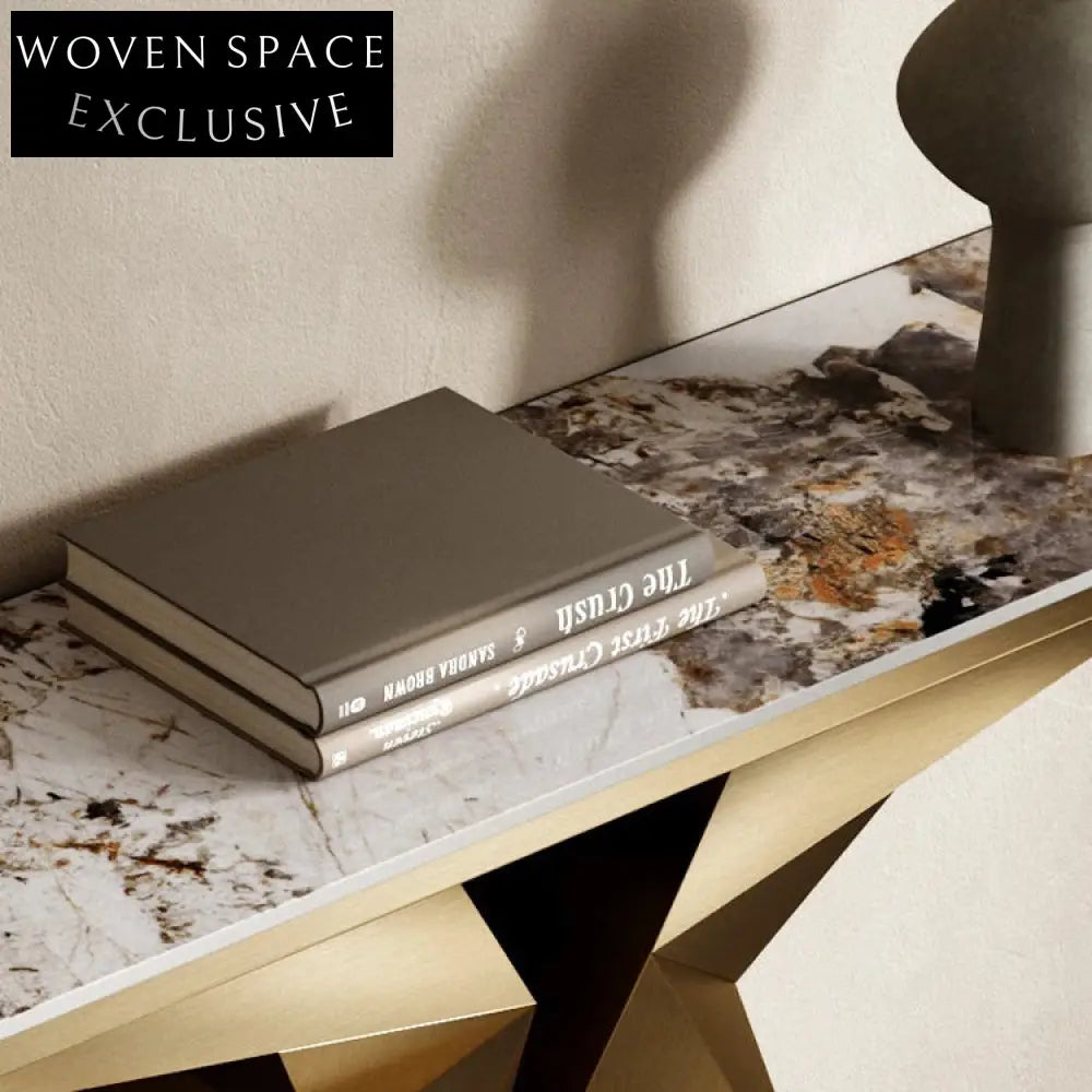 Modern European Stainless Steel Slate Top Entryway Console Table
