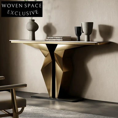 Modern European Stainless Steel Slate Top Entryway Console Table