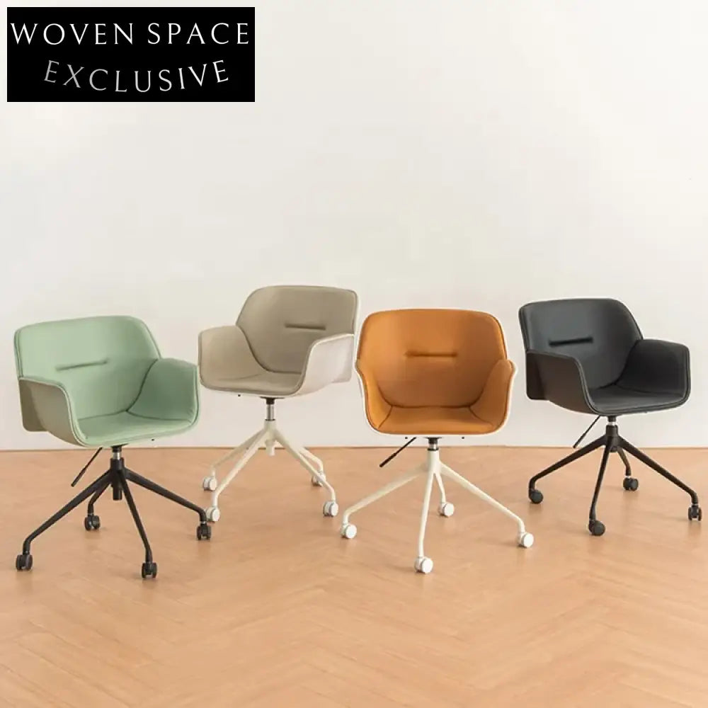 Modern Executive Leather Swivel Office Chair with Adjustable Height and Aluminum Frame