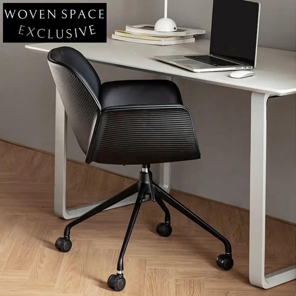 Modern Executive Leather Swivel Office Chair with Adjustable Height and Aluminum Frame