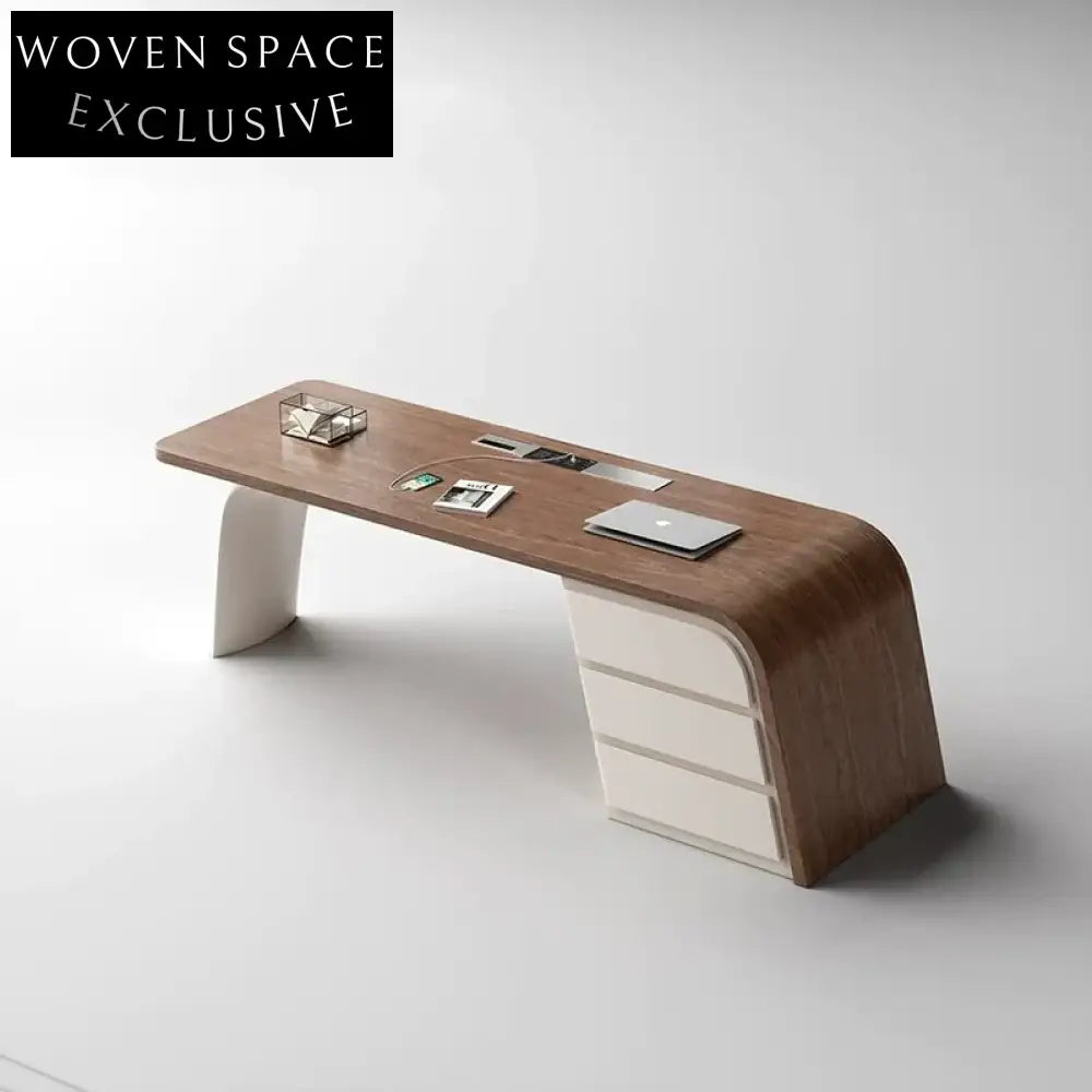 Modern Executive Wood Office Desk with Storage for Home and Hotel Office