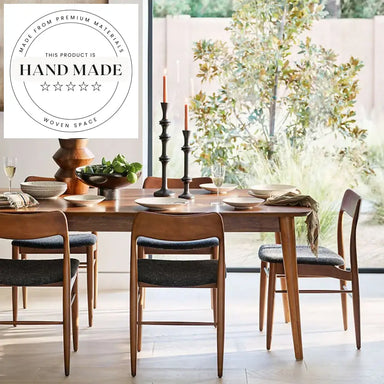 Modern Expandable Solid Wood Nordic Style Rectangle Seating Dining Table