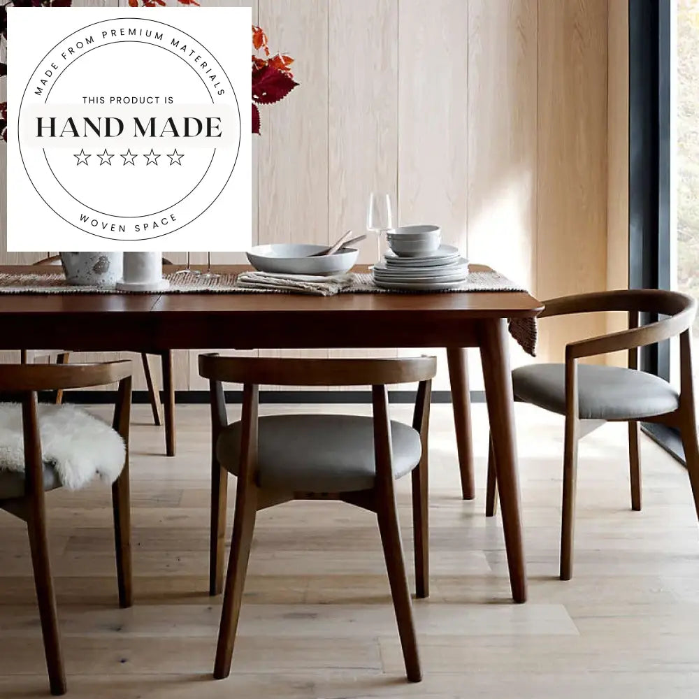 Modern Expandable Solid Wood Nordic Style Rectangle Seating Dining Table