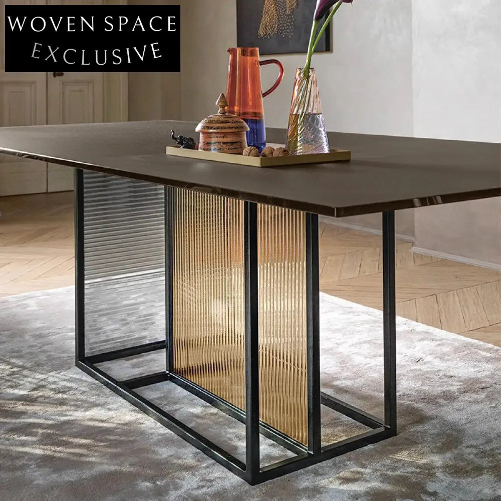 Modern Extendable Glass & Wood Top Dining Table for Home & Hotel