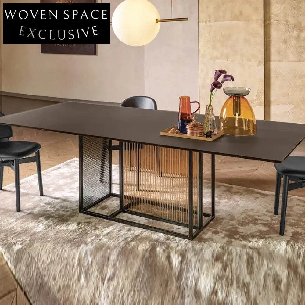 Modern Extendable Glass & Wood Top Dining Table for Home & Hotel