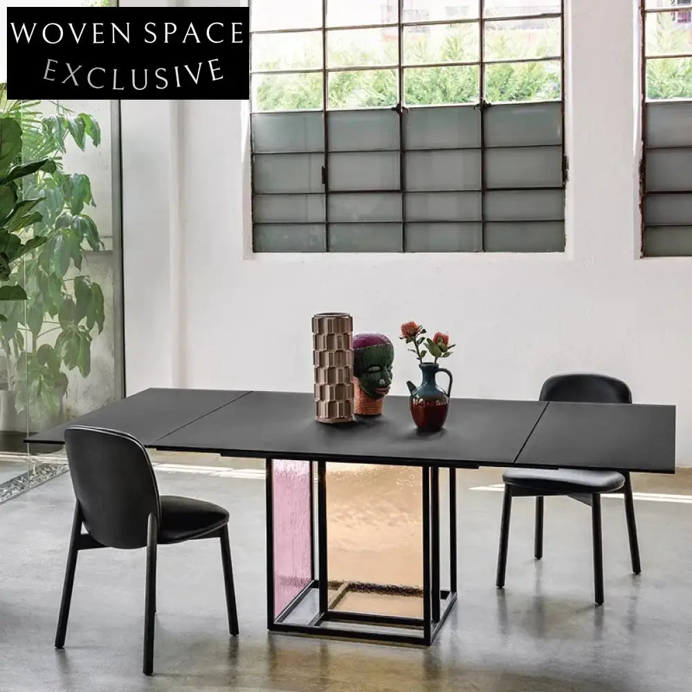 Modern Extendable Glass & Wood Top Dining Table for Home & Hotel