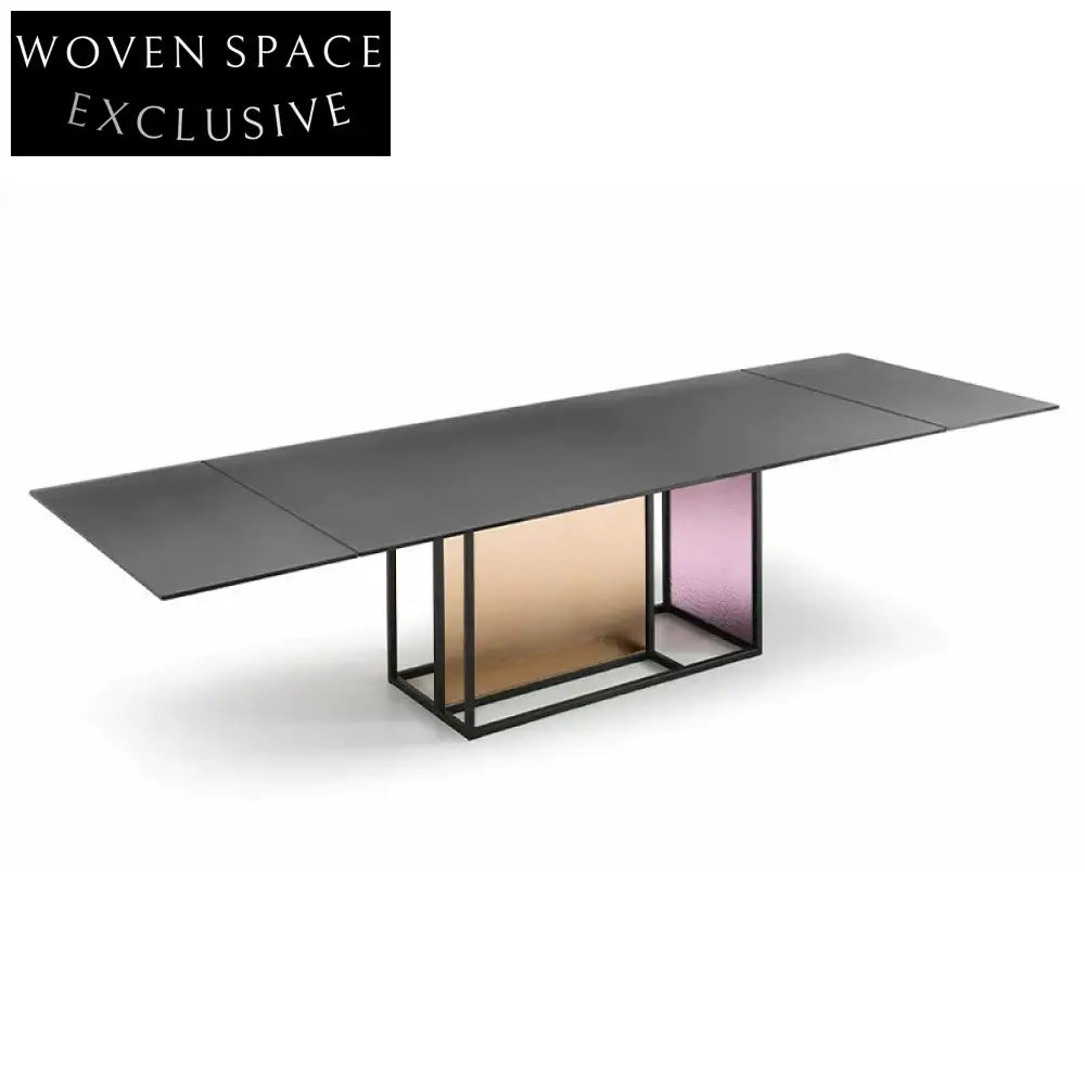 Modern Extendable Glass & Wood Top Dining Table for Home & Hotel