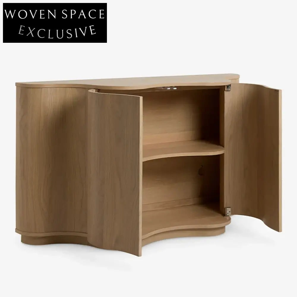Modern Extendable Solid Wood Console Cabinet with Drawer Sideboard