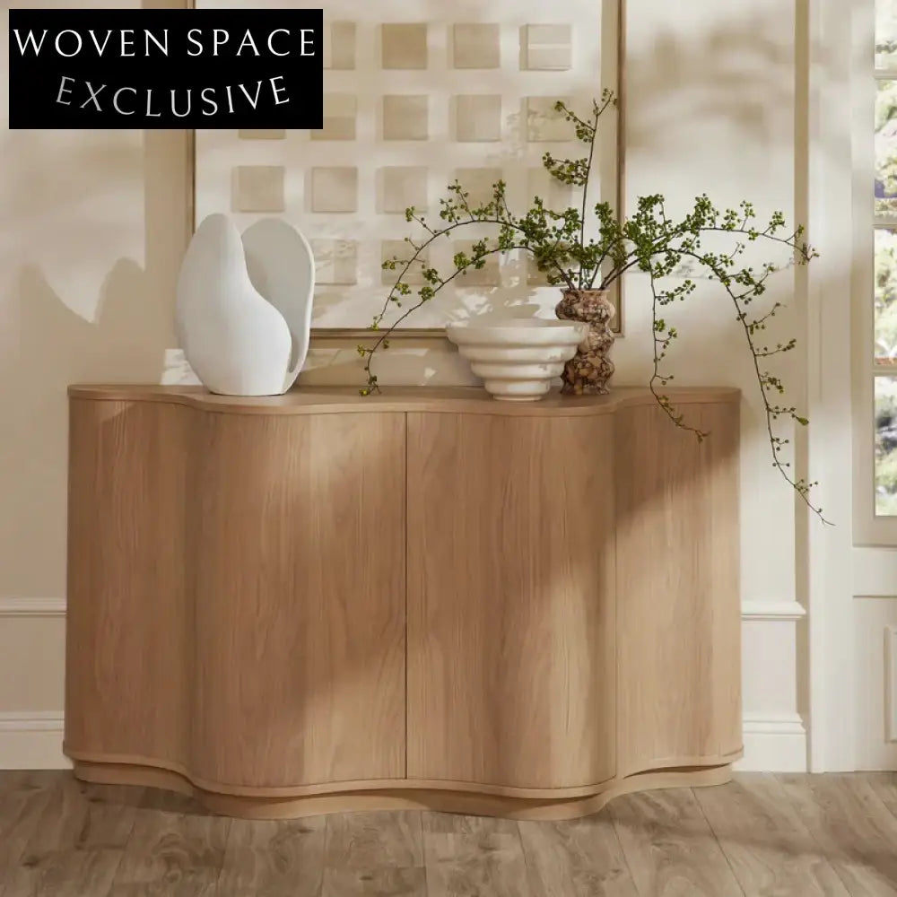 Modern Extendable Solid Wood Console Cabinet with Drawer Sideboard