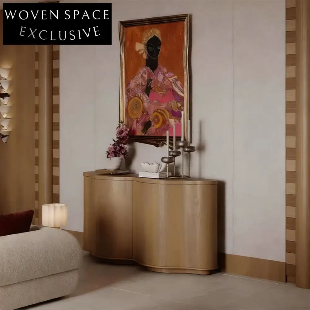 Modern Extendable Solid Wood Console Cabinet with Drawer Sideboard