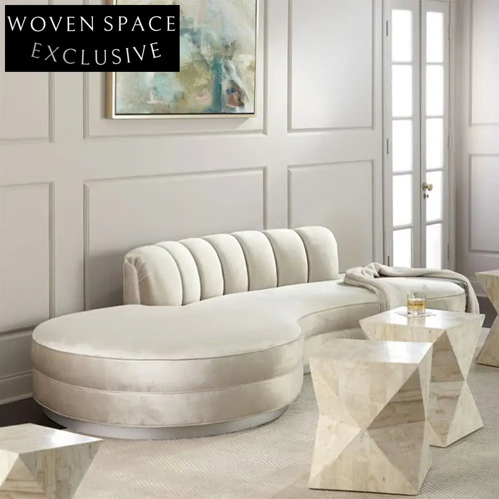 Modern Fabric Chaise Lounge Sofa for Living Room, Comfortable Wood Frame Seating