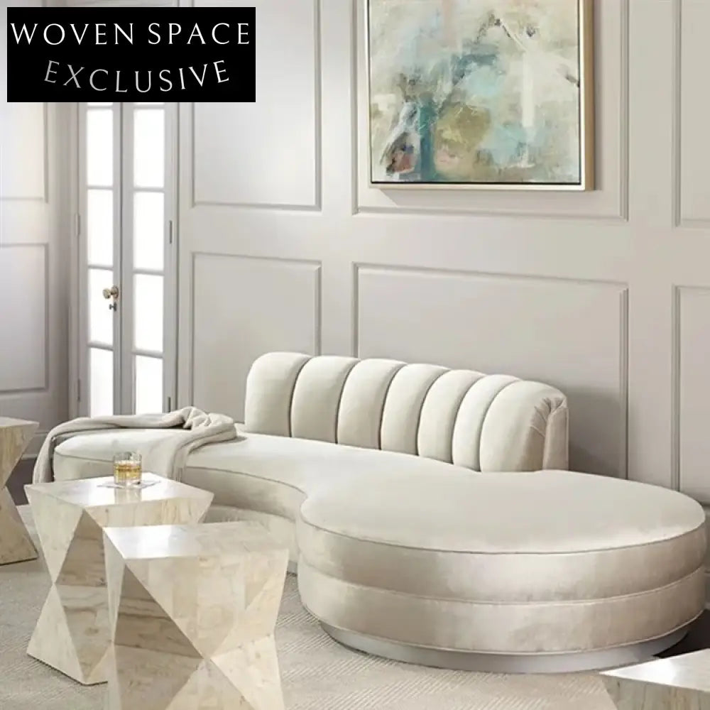 Modern Fabric Chaise Lounge Sofa for Living Room, Comfortable Wood Frame Seating