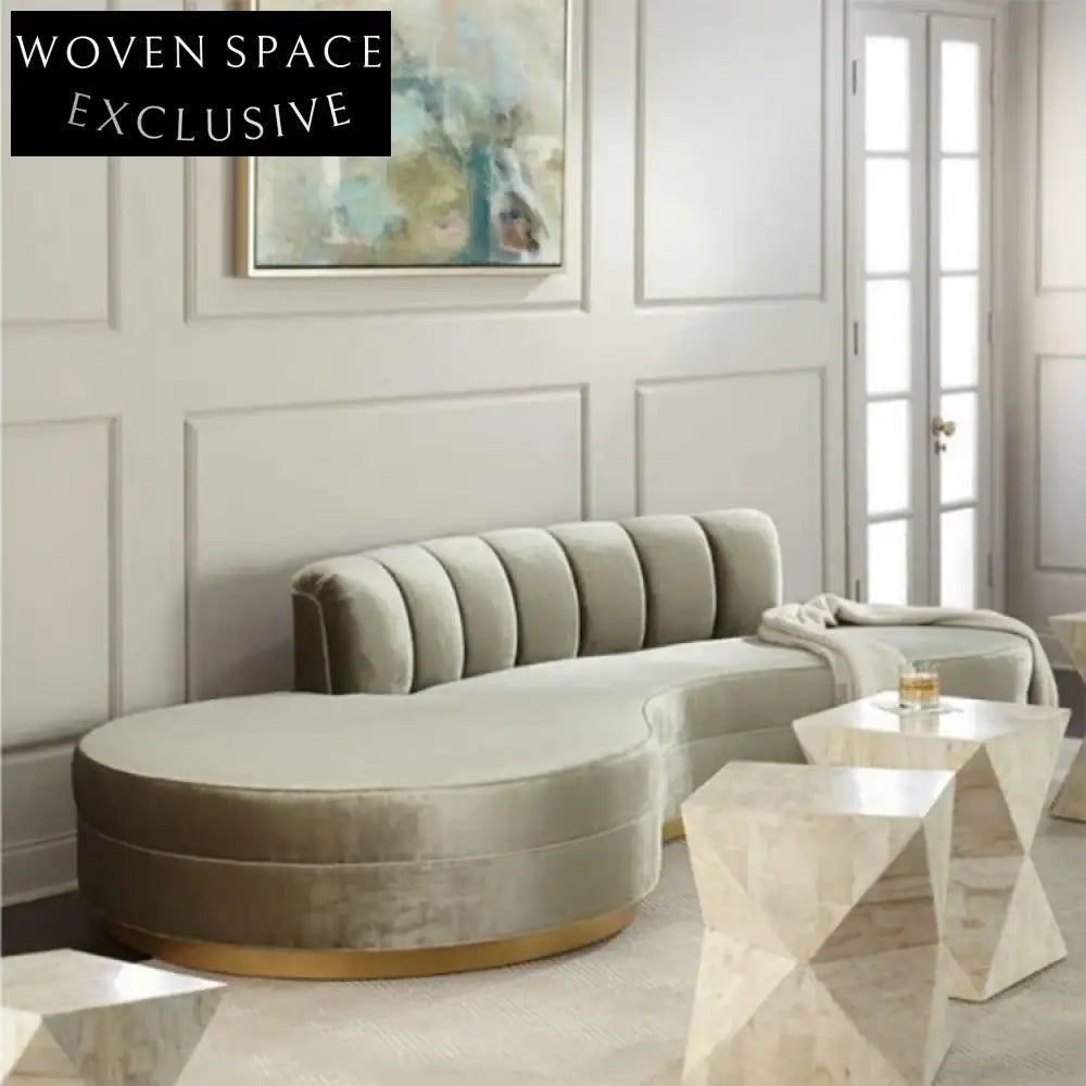 Modern Fabric Chaise Lounge Sofa for Living Room, Comfortable Wood Frame Seating