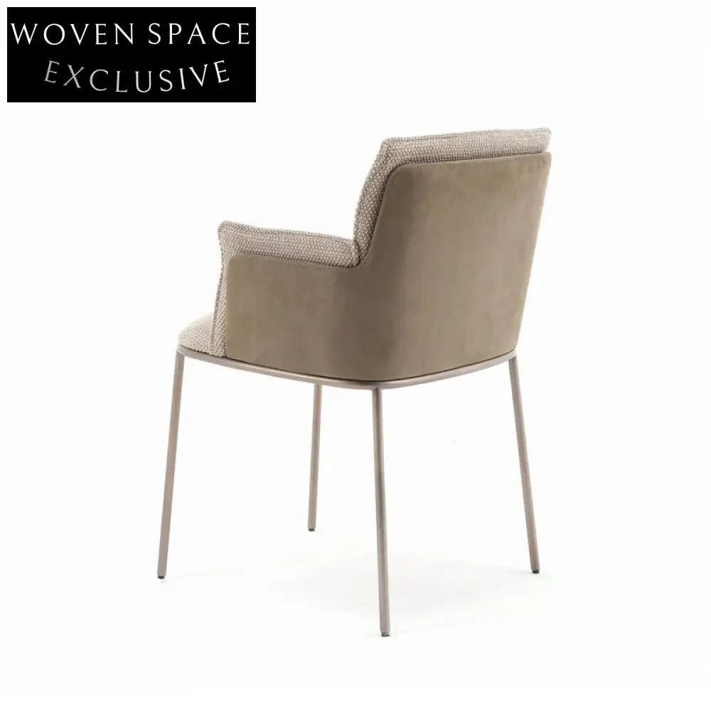 Modern Fabric Dining Chair Steel Base Comfortable Backrest Upholstered Chair