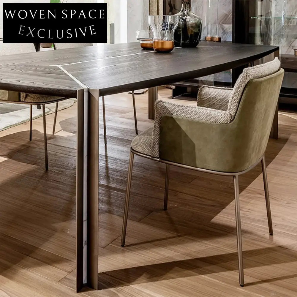 Modern Fabric Dining Chair Steel Base Comfortable Backrest Upholstered Chair