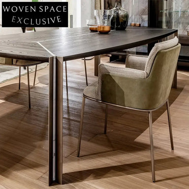 Modern Fabric Dining Chair Steel Base Comfortable Backrest Upholstered Chair