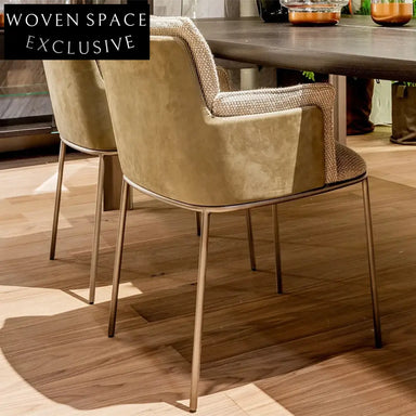 Modern Fabric Dining Chair Steel Base Comfortable Backrest Upholstered Chair