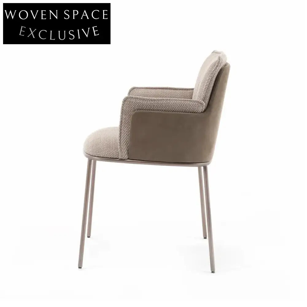 Modern Fabric Dining Chair Steel Base Comfortable Backrest Upholstered Chair