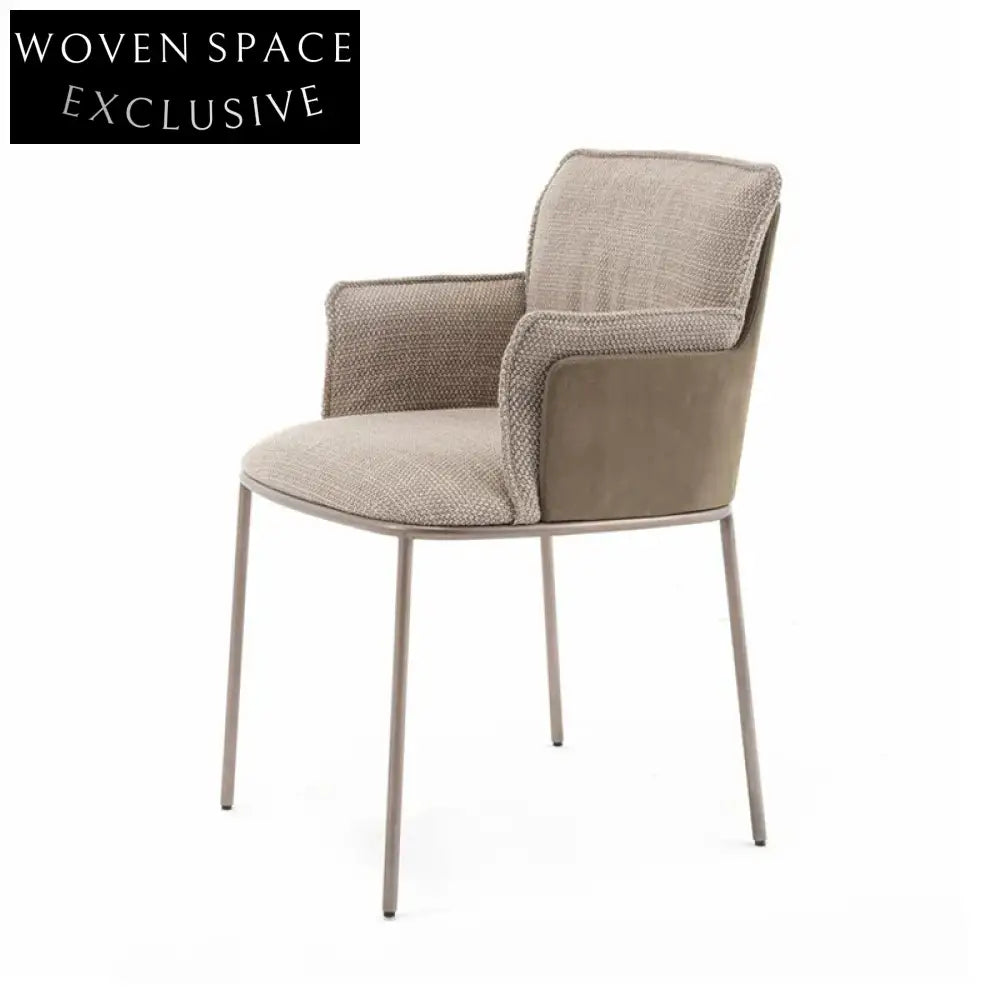Modern Fabric Dining Chair Steel Base Comfortable Backrest Upholstered Chair