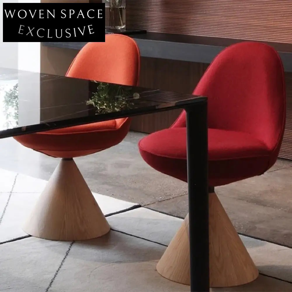 Modern Fabric Dining Chair with Revolving Seat, Elegant Cone Base Chair