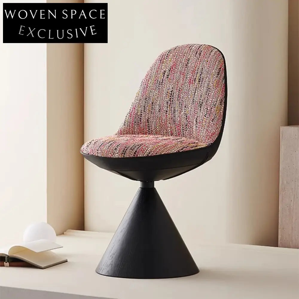 Modern Fabric Dining Chair with Revolving Seat, Elegant Cone Base Chair