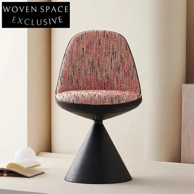 Modern Fabric Dining Chair with Revolving Seat, Elegant Cone Base Chair