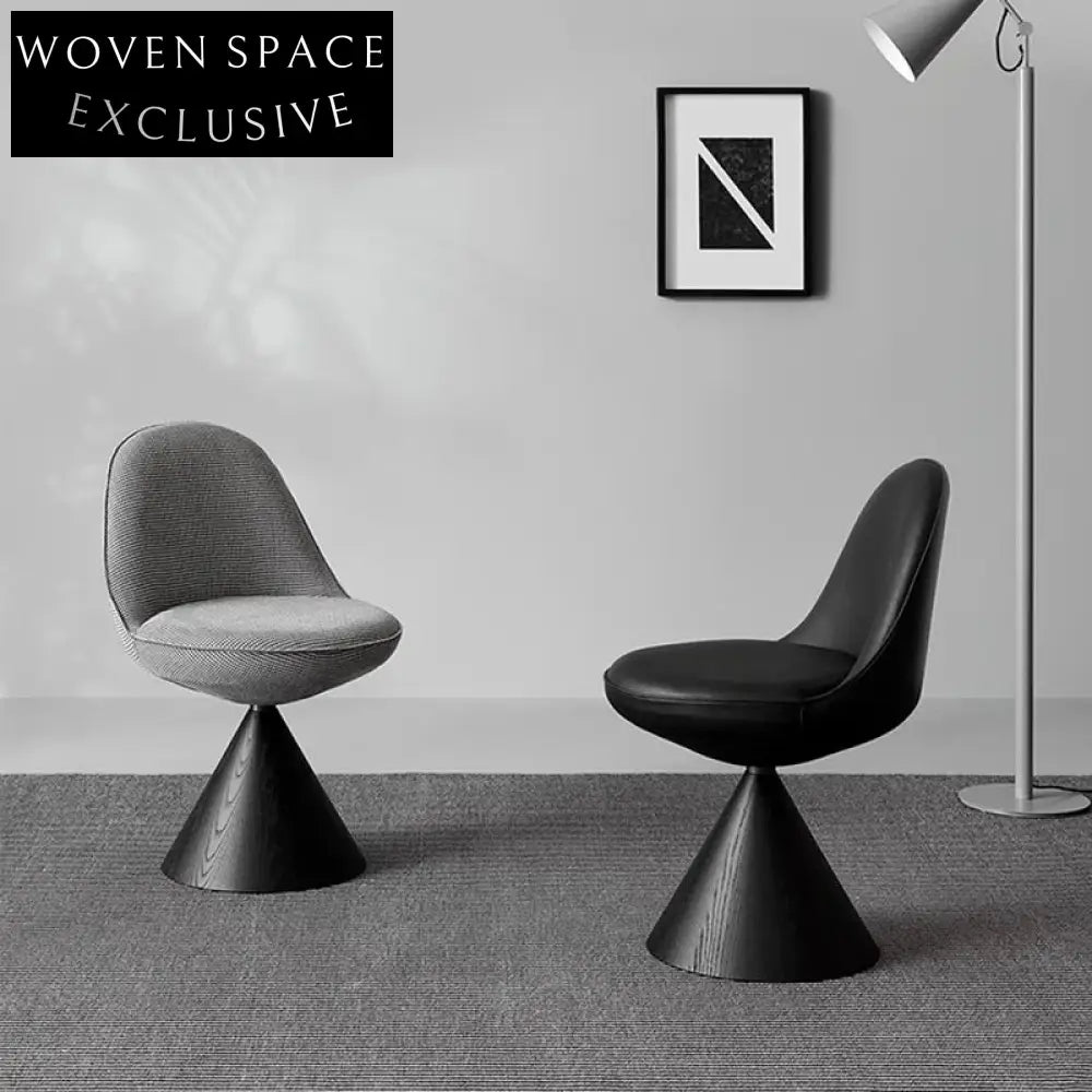 Modern Fabric Dining Chair with Revolving Seat, Elegant Cone Base Chair