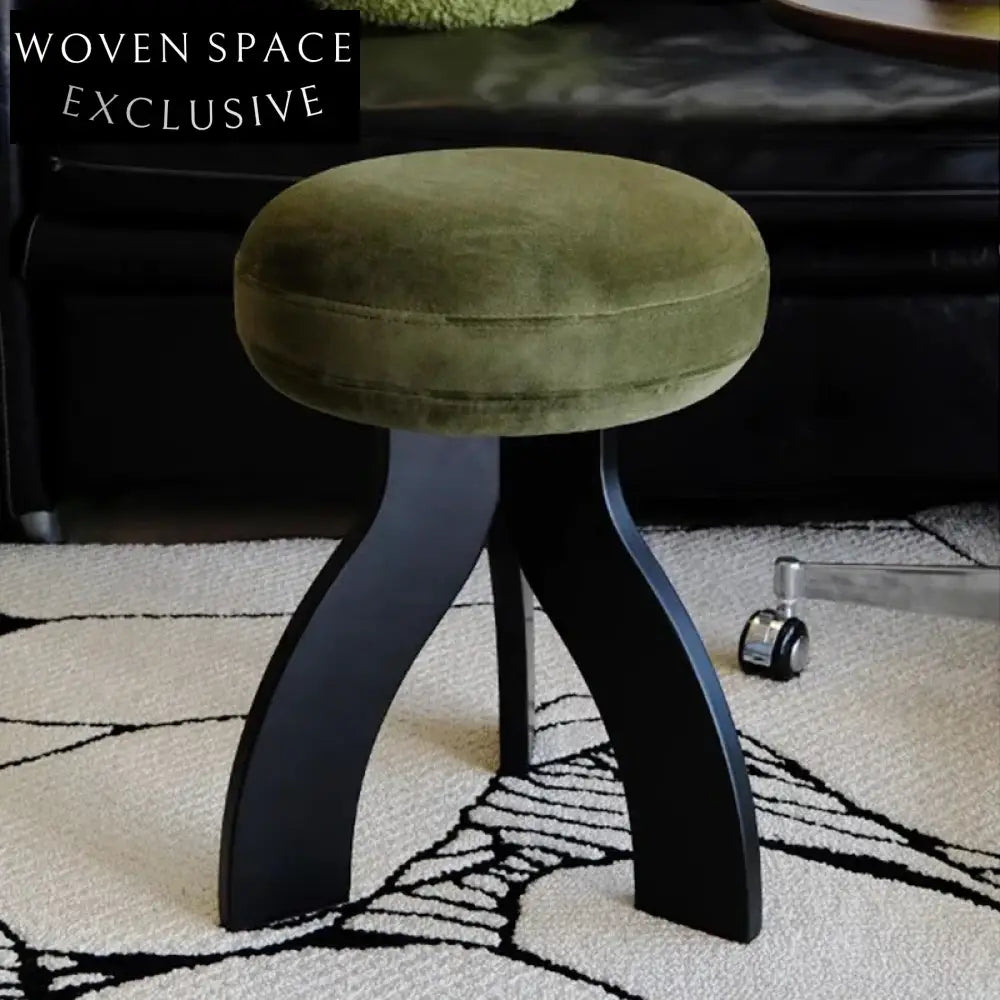 Modern Fabric Jellyfish Ottoman with Sturdy Wooden Legs for Living Room