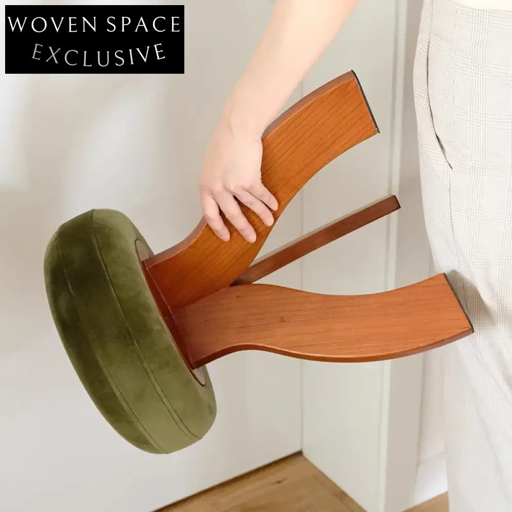 Modern Fabric Jellyfish Ottoman with Sturdy Wooden Legs for Living Room