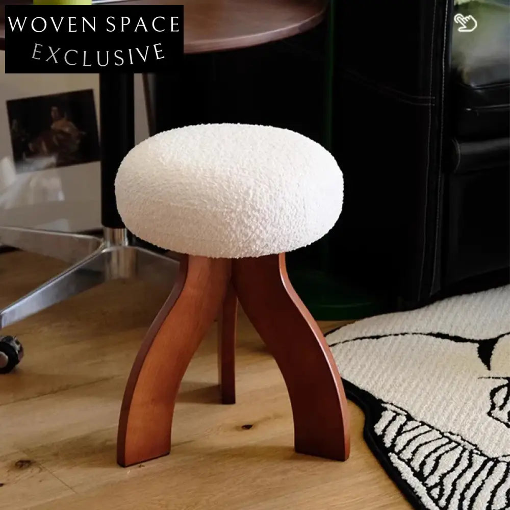 Modern Fabric Jellyfish Ottoman with Sturdy Wooden Legs for Living Room